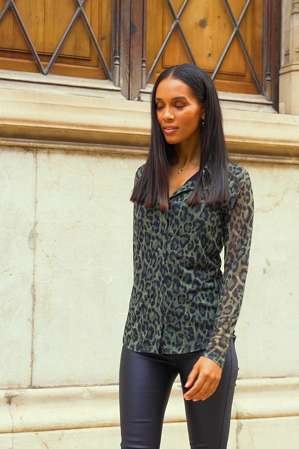 Fashion Shirts Mesh Shirts scamm Mesh Shirt leopard pattern extravagant style 