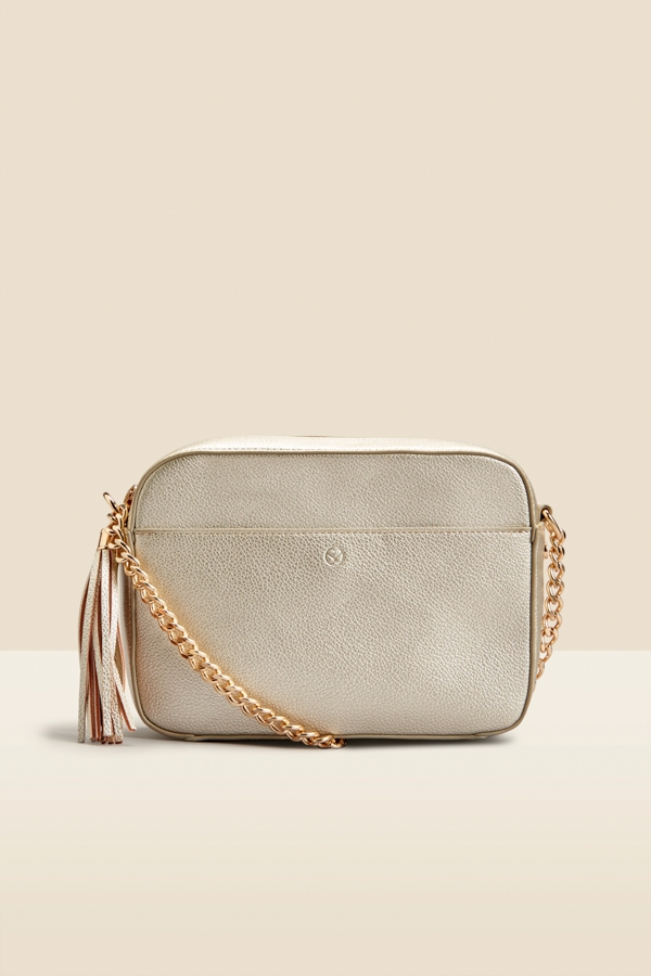 Gold Chain Detail Cross Body Bag With Tassel