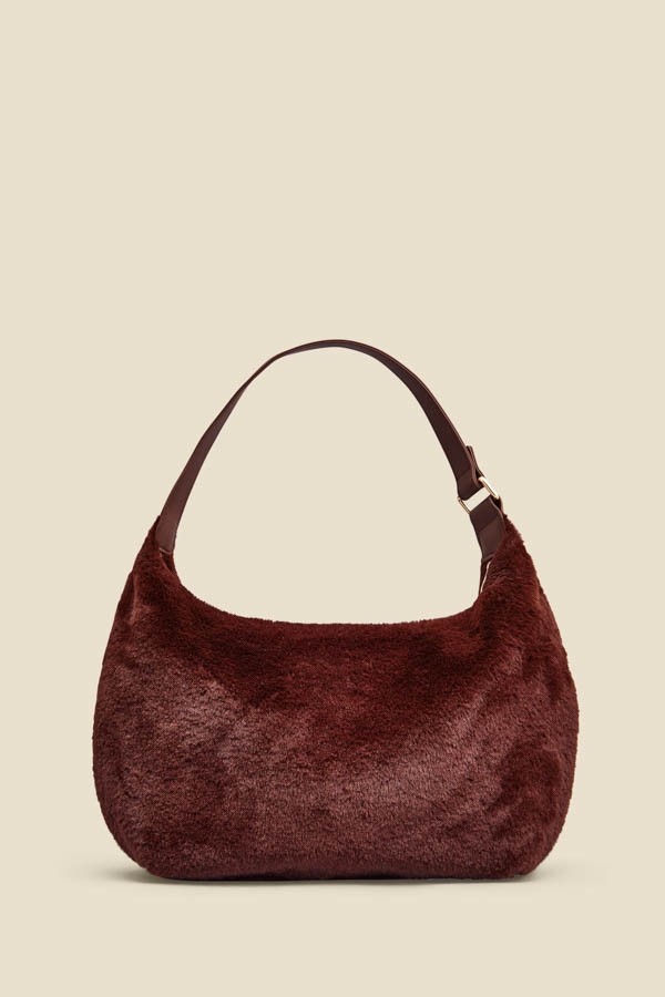 Brown Luxe Faux Fur Shoulder Bag