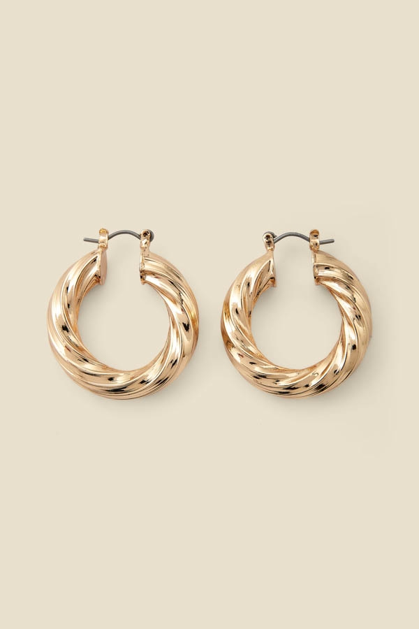 Gold Twist Detail Hoop Earrings