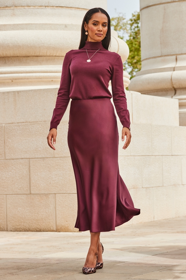 Womens ANINE BING burgundy Silk Bar Midi Skirt | Harrods # {CountryCode}