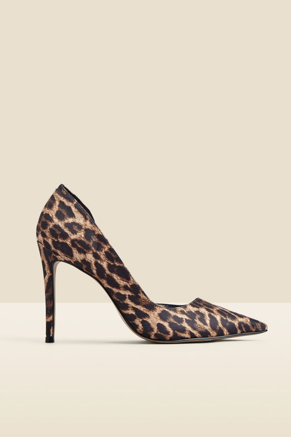 Leopard Print Cut Out Detail Stiletto Heel Court Shoes