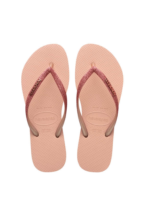 Havaianas Pink Glitter Slim Flip Flops