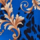 Blue Baroque Print Keyhole Detail Belted Fit & Flare Dress