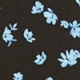 Black & Blue Floral Print Ruched Neck Midi Dress