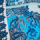 Blue Scarf Print Ruffle Detail Wrap Top