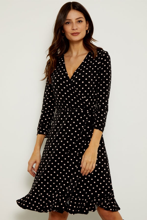 dotted wrap dress
