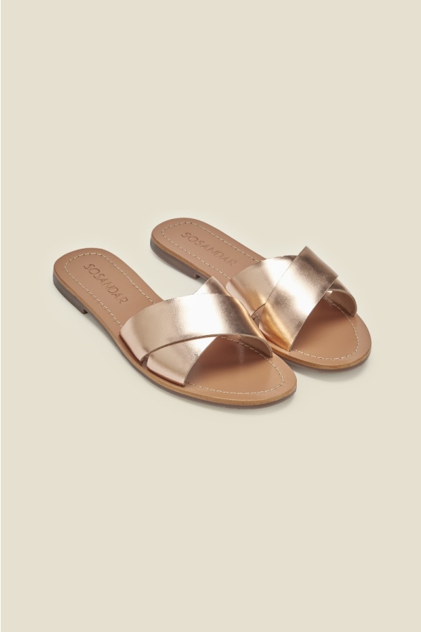 rose gold mule sandals